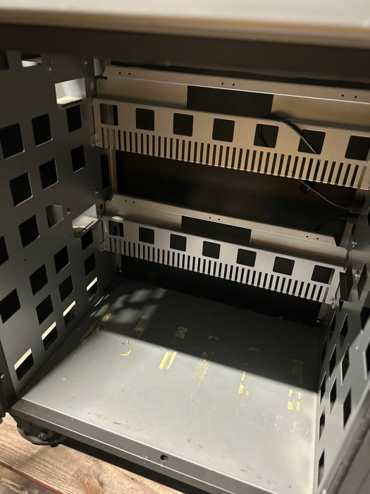 Portable rolling computer cart with power cord - Pallet Rack Surplus