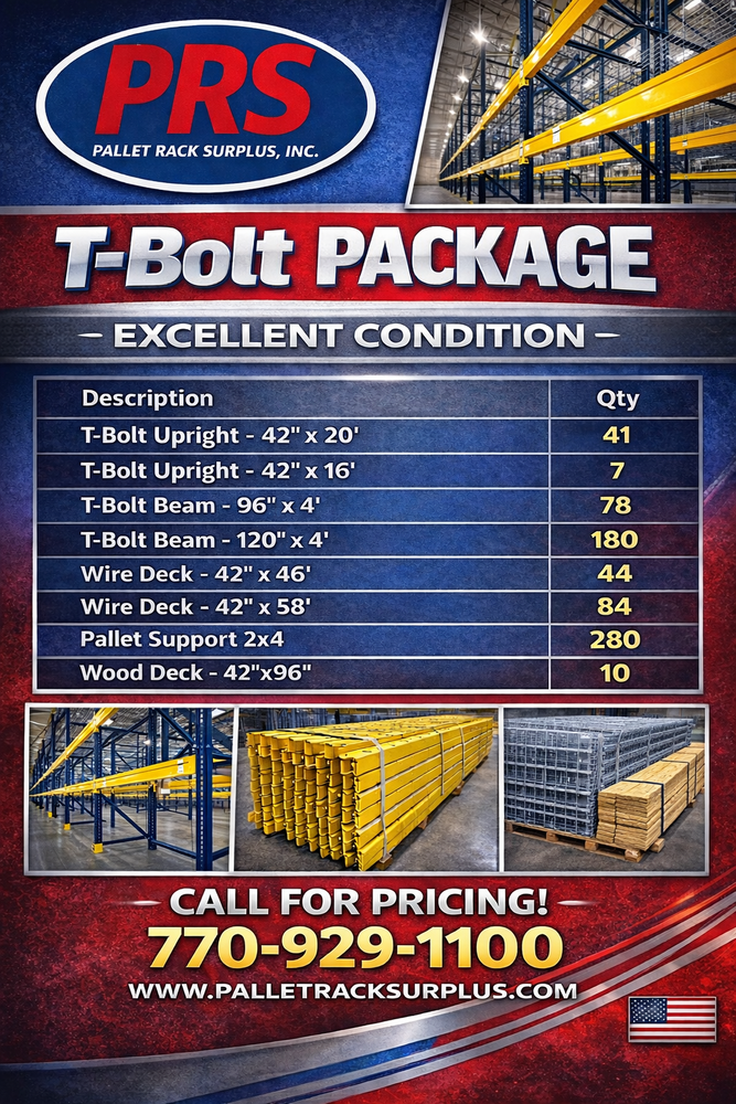 T-Bolt Pallet Rack Package - 50 Sections 42" x 20'