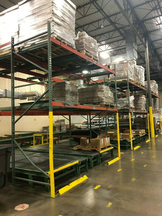 Structural Pushback Pallet Rack, pallet flow on bottom level- 3 Deep X 3 High